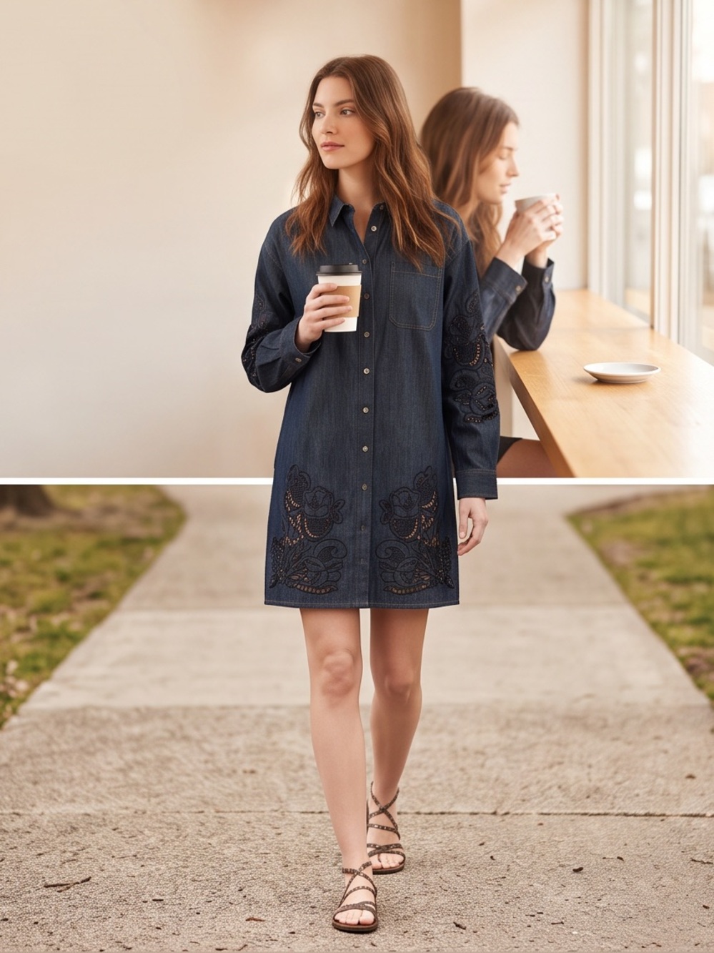 JOHNNY WAS KATELLA MINI BLUE COTTON DRESS